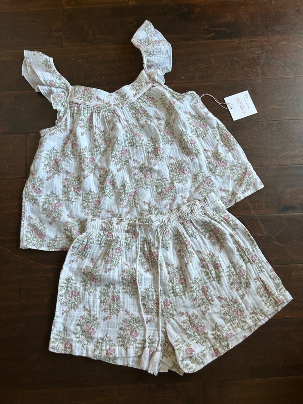 Shabby Chic Womens Pajama Set Sz S New  Floral Cotton